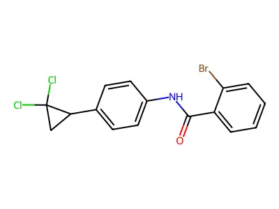 2-bromo-N-[4-(2,2-dichlorocyclopropyl)phenyl]benzamide structure