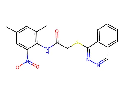 N-(2,4-dimethyl-6-nitrophenyl)-2-phthalazin-1-ylsulfanylacetamide structure