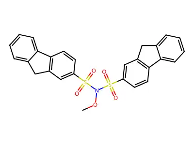 N-(9H-fluoren-2-ylsulfonyl)-N-methoxy-9H-fluorene-2-sulfonamide structure