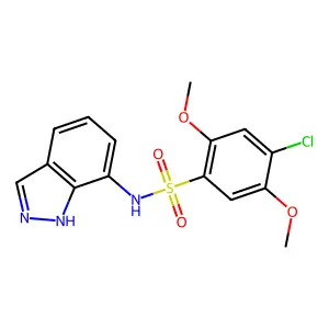4-chloro-N-(1H-indazol-7-yl)-2,5-dimethoxybenzenesulfonamide structure