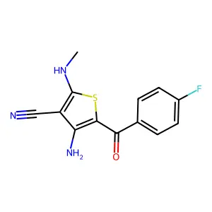 4-Amino-5-(4-fluorobenzoyl)-2-(methylamino)thiophene-3-carbonitrile structure