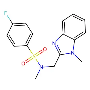 4-fluoro-N-methyl-N-[(1-methyl-1H-benzimidazol-2-yl)methyl]benzenesulfonamide structure