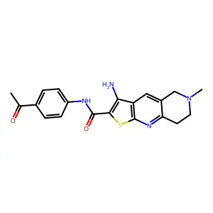 N-(4-acetylphenyl)-3-amino-6-methyl-5,6,7,8-tetrahydrothieno[2,3-b][1,6]naphthyridine-2-carboxamide structure