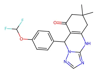 9-[4-(difluoromethoxy)phenyl]-6,6-dimethyl-4H,5H,6H,7H,8H,9H-[1,2,4]triazolo[3,2-b]quinazolin-8-one structure