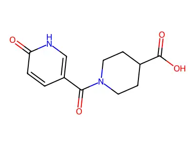 1-[(6-Oxo-1,6-dihydropyridin-3-yl)carbonyl]piperidine-4-carboxylic acid structure