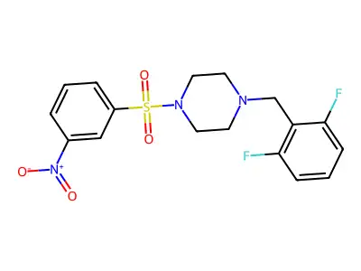 1-(2,6-Difluorobenzyl)-4-((3-nitrophenyl)sulfonyl)piperazine structure
