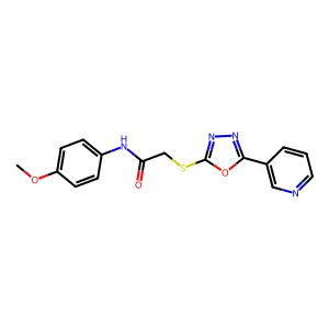 N-(4-methoxyphenyl)-2-{[5-(pyridin-3-yl)-1,3,4-oxadiazol-2-yl]sulfanyl}acetamide structure
