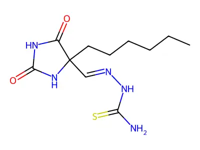 Hydrazinecarbothioamide,2-[(4-hexyl-2,5-dioxo-4-imidazolidinyl)methylene]- structure