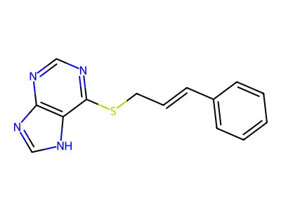 6-(3-phenylprop-2-enylsulfanyl)-7H-purine structure