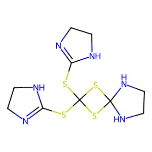 2,2-bis(4,5-dihydro-1H-imidazol-2-ylsulfanyl)-1,3-dithia-5,8-diazaspiro[3.4]octane structure