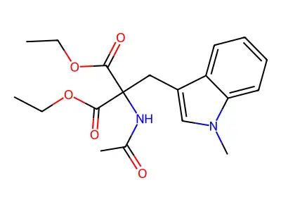 Diethyl 2-(1-(1H-indol-3-yl)ethyl)-2-acetamidomalonate structure