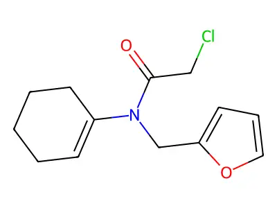 2-chloro-N-(cyclohex-1-en-1-yl)-N-(furan-2-ylmethyl)acetamide structure