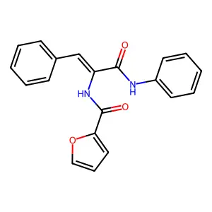 N-[(1E)-3-oxo-1-phenyl-3-(phenylamino)prop-1-en-2-yl]furan-2-carboxamide structure