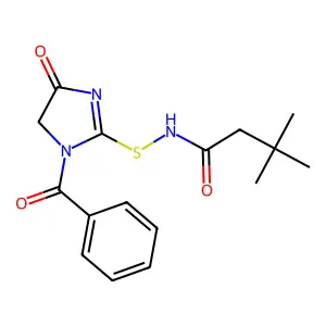 2-Imidazolin-4-one, 1-benzoyl-2-(acetamido-tert-butyl)thio- structure