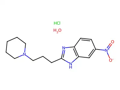 Benzimidazole, 5-nitro-2-(3-piperidinopropyl)-, hydrochloride, hydrate structure