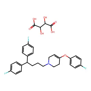 1-(4,4-Bis(4-fluorophenyl)butyl)-4-(4-fluorophenoxy)-1,2,3,6-tetrahydropyridine structure