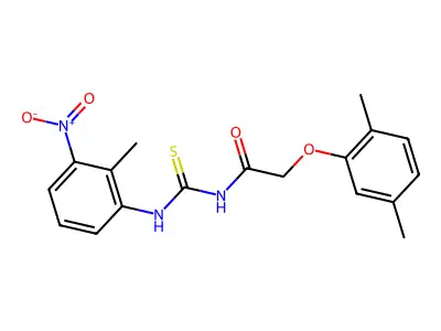 2-(2,5-dimethylphenoxy)-N-[(2-methyl-3-nitrophenyl)carbamothioyl]acetamide structure