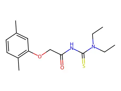 N-(diethylcarbamothioyl)-2-(2,5-dimethylphenoxy)acetamide structure