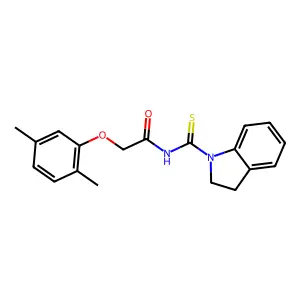 N-(2,3-dihydroindole-1-carbothioyl)-2-(2,5-dimethylphenoxy)acetamide structure