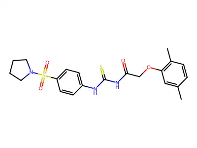 2-(2,5-dimethylphenoxy)-N-[(4-pyrrolidin-1-ylsulfonylphenyl)carbamothioyl]acetamide structure