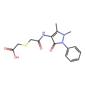 2-({[(1,5-dimethyl-3-oxo-2-phenyl-2,3-dihydro-1H-pyrazol-4-yl)carbamoyl]methyl}sulfanyl)acetic acid structure