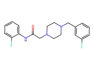 N-(2-fluorophenyl)-2-[4-[(3-fluorophenyl)methyl]piperazin-1-yl]acetamide structure