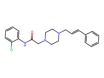 N-(2-chlorophenyl)-2-[4-[(E)-3-phenylprop-2-enyl]piperazin-1-yl]acetamide structure