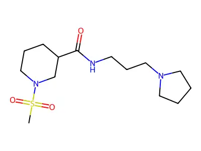 1-methylsulfonyl-N-(3-pyrrolidin-1-ylpropyl)piperidine-3-carboxamide structure