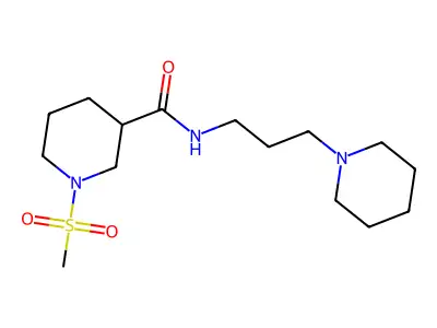 1-methylsulfonyl-N-(3-piperidin-1-ylpropyl)piperidine-3-carboxamide structure