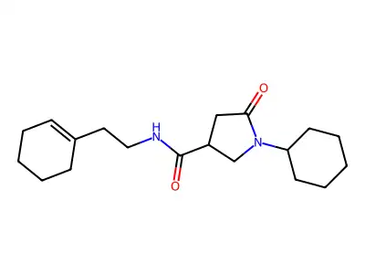 N-[2-(cyclohexen-1-yl)ethyl]-1-cyclohexyl-5-oxopyrrolidine-3-carboxamide structure