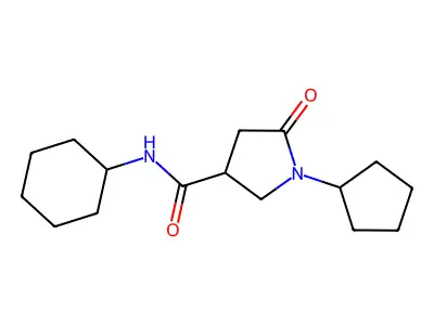 N-cyclohexyl-1-cyclopentyl-5-oxopyrrolidine-3-carboxamide structure