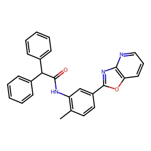 N-[2-methyl-5-([1,3]oxazolo[4,5-b]pyridin-2-yl)phenyl]-2,2-diphenylacetamide structure