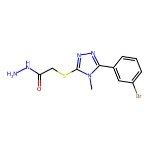 2-{[5-(3-bromophenyl)-4-methyl-4H-1,2,4-triazol-3-yl]thio}acetohydrazide structure