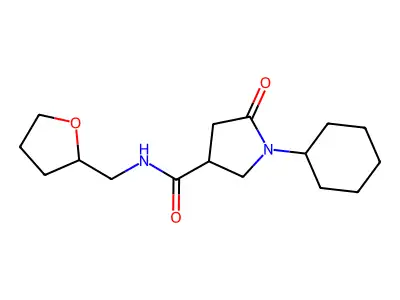 1-cyclohexyl-5-oxo-N-(oxolan-2-ylmethyl)pyrrolidine-3-carboxamide structure