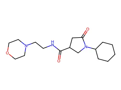 1-cyclohexyl-N-(2-morpholin-4-ylethyl)-5-oxopyrrolidine-3-carboxamide structure