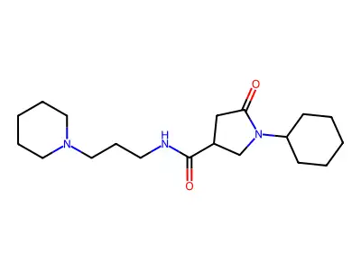 1-cyclohexyl-5-oxo-N-(3-(piperidin-1-yl)propyl)pyrrolidine-3-carboxamide structure