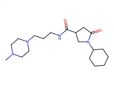 1-cyclohexyl-N-(3-(4-methylpiperazin-1-yl)propyl)-5-oxopyrrolidine-3-carboxamide structure
