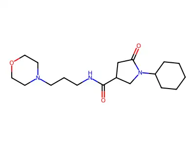 1-cyclohexyl-N-(3-morpholin-4-ylpropyl)-5-oxopyrrolidine-3-carboxamide structure