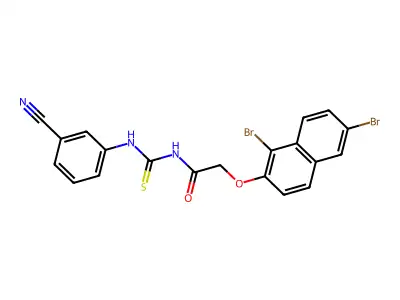 N-[(3-Cyanophenyl)carbamothioyl]-2-[(1,6-dibromonaphthalen-2-yl)oxy]acetamide structure