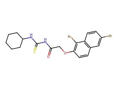 N-(Cyclohexylcarbamothioyl)-2-[(1,6-dibromonaphthalen-2-yl)oxy]acetamide structure