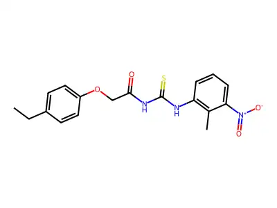 2-(4-ethylphenoxy)-N-[(2-methyl-3-nitrophenyl)carbamothioyl]acetamide structure