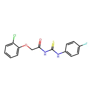 2-(2-chlorophenoxy)-N-[(4-fluorophenyl)carbamothioyl]acetamide structure