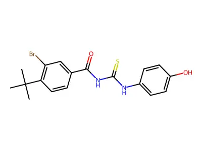3-bromo-4-tert-butyl-N-[(4-hydroxyphenyl)carbamothioyl]benzamide structure