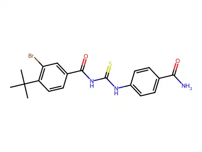 3-bromo-4-tert-butyl-N-[(4-carbamoylphenyl)carbamothioyl]benzamide structure
