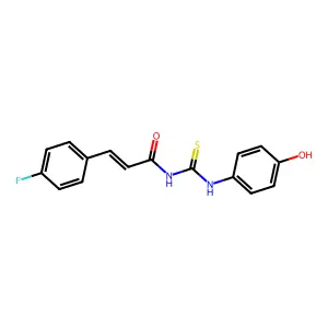 3-(4-fluorophenyl)-N-[(4-hydroxyphenyl)carbamothioyl]prop-2-enamide structure