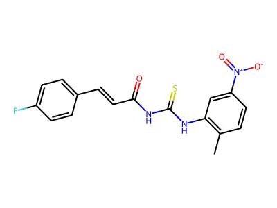 3-(4-fluorophenyl)-N-[(2-methyl-5-nitrophenyl)carbamothioyl]prop-2-enamide structure