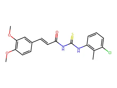 N-[(3-chloro-2-methylphenyl)carbamothioyl]-3-(3,4-dimethoxyphenyl)prop-2-enamide structure