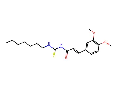 3-(3,4-dimethoxyphenyl)-N-(heptylcarbamothioyl)prop-2-enamide structure
