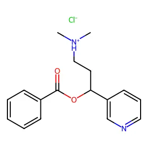 3-(Dimethylamino)-1-(pyridin-3-yl)propyl benzoate--hydrogen chloride (1/1) structure