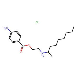 Benzoic acid, p-amino-, 2-((1-methyloctyl)amino)ethyl ester, hydrochloride structure